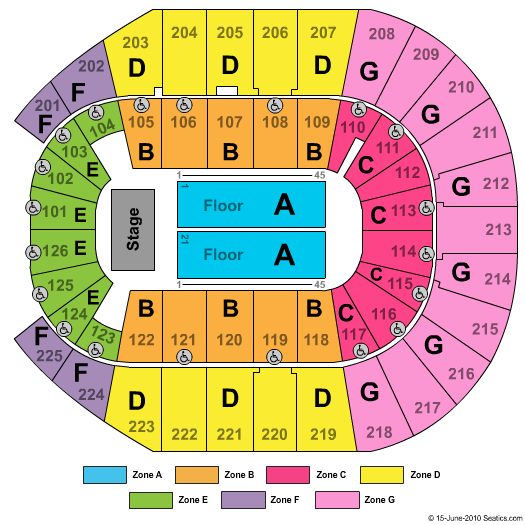 Simmons Bank Arena End Stage Zone Seating Chart